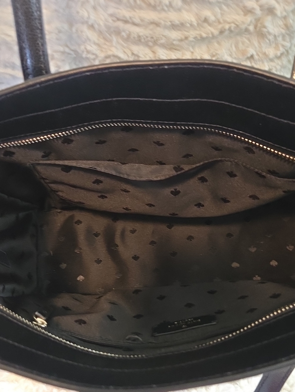 kate spade Black and White Leather Tote with Charm - Picture 8 of 10
